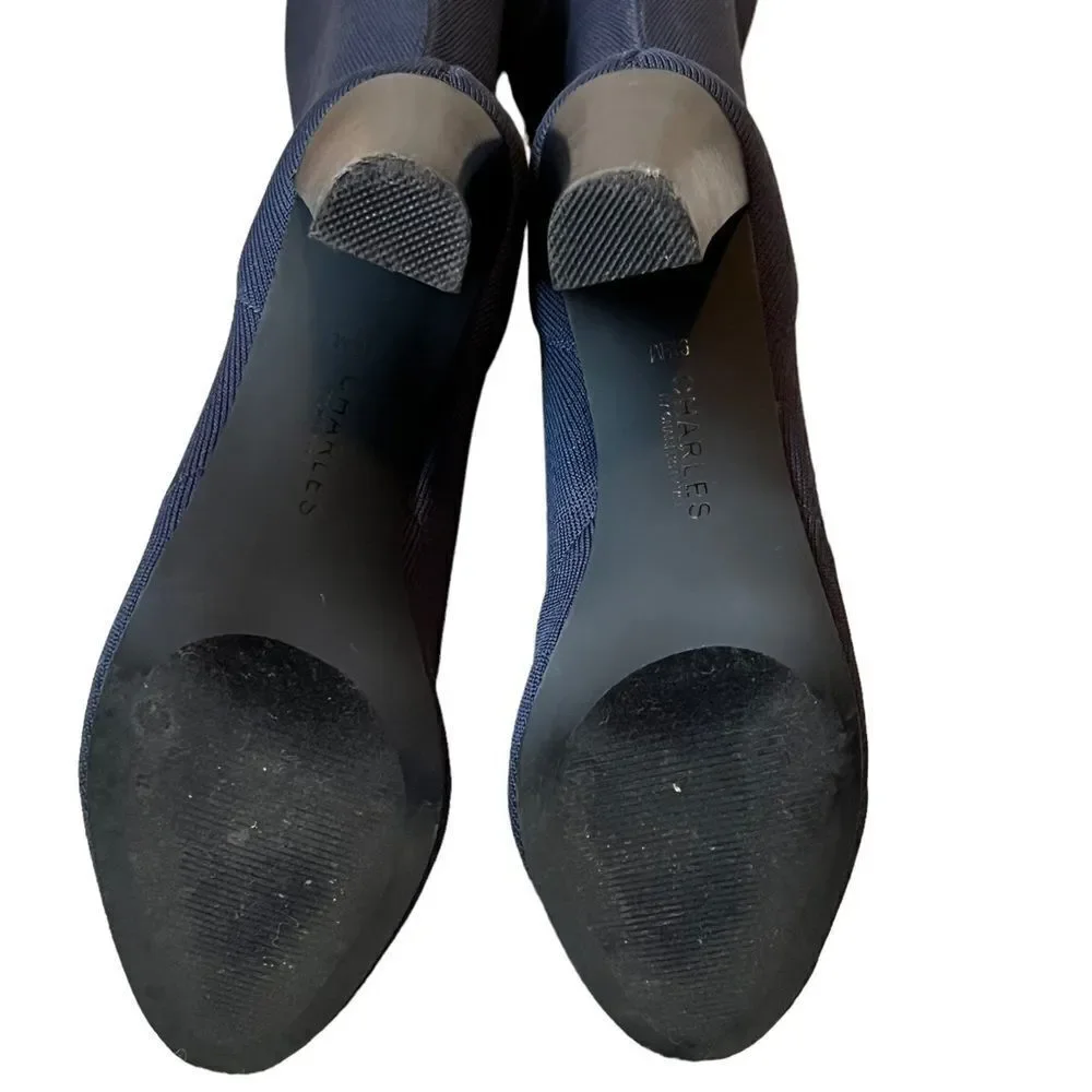 Charles By Charles David Simone Navy Blue Over-The-Knee Stretch Knit Boots